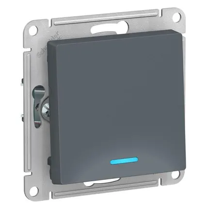 Фото №0 Механизм выключателя 1-кл. СП AtlasDesign 10А IP20 (сх. 1а) 10AX с подсветкой грифель SchE ATN000713