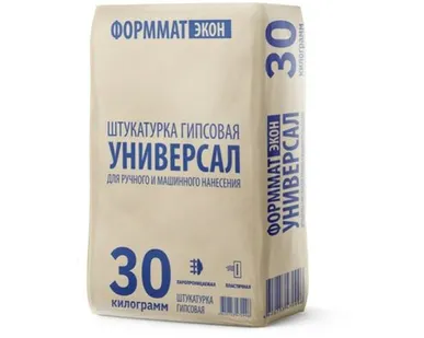 фото Формматэкон Универсал штукатурка гипсовая руч и маш нанесения 30 кг (1пал=40шт)