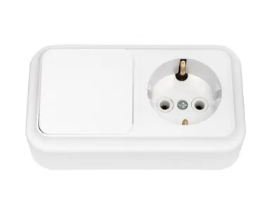 фото СВЕТОПРИБОР Блок Пралеска 1 клав.выкл+розетка з/к ОУ белый 250В В-РЦ-527 СВЕТОПРИБОР