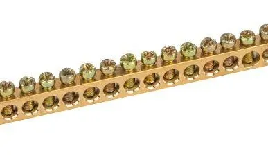 фото Шина NO-122-11 PEN "земля-ноль" 6х9мм 24/2 с креплениями по краям латунь ЭРА Б0047225