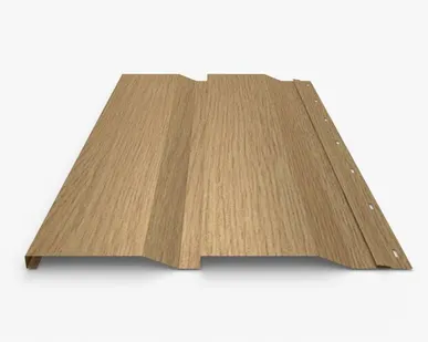 фото Сайдинг Металлический сайдинг «Корабельная доска» покрытие 3D темный бук Россия, эконом, 0.4-0.45 мм