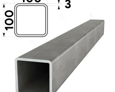 фото Труба профильная 100х100мм стенка 3мм длина 12 метров (рез кратно 1м)