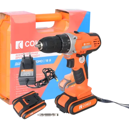 Фото №0 Аккумуляторный шуруповерт СОЮЗ ДШС-18-2К-ПРОМО