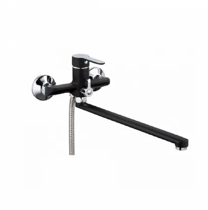 Фото №0 Смеситель для ванны FRAP F2249-6 с поворотным изливом 350 мм, цвет: хром/чёрный