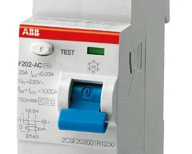 фото Выключатель дифференциального тока (УЗО) 2п 16А 10мА тип AC F202 ABB 2CSF202001R0160