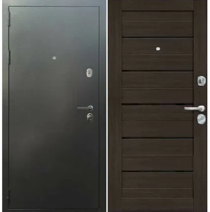 Фото №0 Входная дверь Эталон Антик серебро/модерн орех