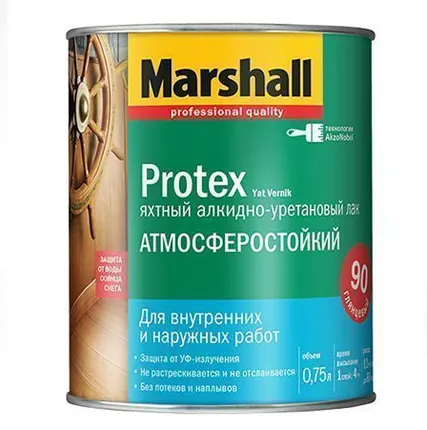 Фото №0 Лак алкидно-уретановый яхтный Marshall Protex для деревянных поверхностей