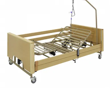 фото Кровать электрическая YG-1 с металлическими ламелями, ложе 120 см, ЛДСП, цвет коричневый + матрас (КЕ-4024М-21)