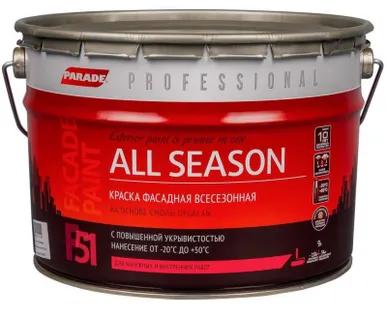 фото Краска фасадная Parade Professional F51 All Season база C 0,9 л