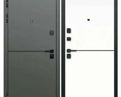 фото Дверь входная Молдинг 9см (Ferroni) МДФ/МДФ, Сатин коричневый/Эмалит белый 2050х960мм, ЛЕВАЯ