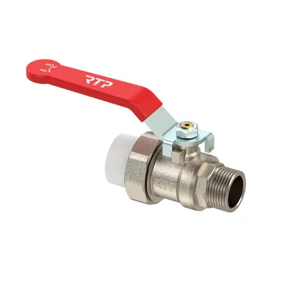 Фото №0 Кран шаровой ручка рычаг, латунь, с переходом на трубу PPR/наружная резьба 40х1_1/4", индивидуальная упаковка, никель, RTP