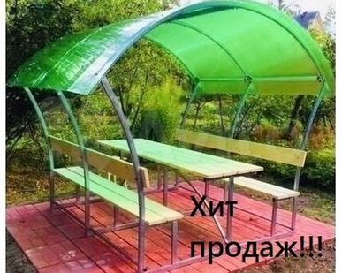 фото Новые садовые беседки со столиком и лавкой