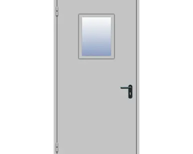 фото Двери противопожарные металлические однопольные со светопрозрачным заполнением менее 25%