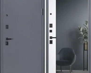 фото Входная дверь Беркут букле графит-зеркало белый матовый АСД