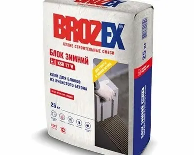 фото Клей для блоков из ячеистого бетона BROZEX KSB-17W БЛОК зима, 25 кг