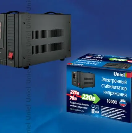Фото №0 Стабилизатор RS-1/1000LS Стабилизатор напряжения «Uniel» релейный однофазный напольный, 70-275 В, 1000ВА