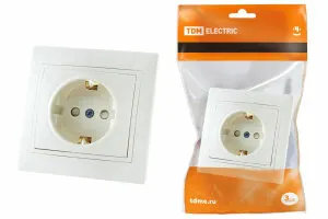 фото Розетка с заземлением с защитными шторками 16А белый "Таймыр"