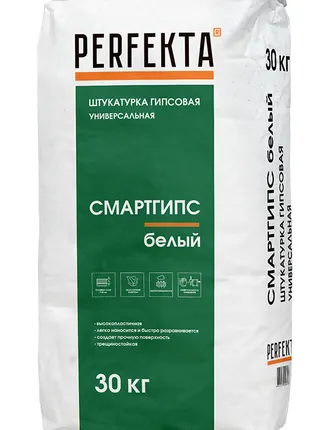Фото №0 Штукатурка гипсовая PERFEKTA Гипстар МН белый 30кг