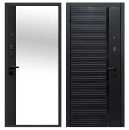 Фото №0 Дверь входная Гарда Черное Зеркало 7,5см (Ferroni) МДФ/МДФ с зеркалом, Сатин черный/Сатин черный 2050х960мм, ЛЕВАЯ
