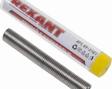 фото Припой ПОС-61 Ø1мм 10гр в колбе Rexant