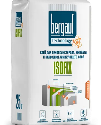 Фото №0 Клей для пенополистирола и минеральной ваты Bergauf Isofix, 25 кг