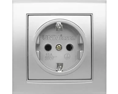 фото UNIVersal Розетка 1-м СП Бриллиант 16А IP20 с заземл. серебр. 7949872 UNIVersal