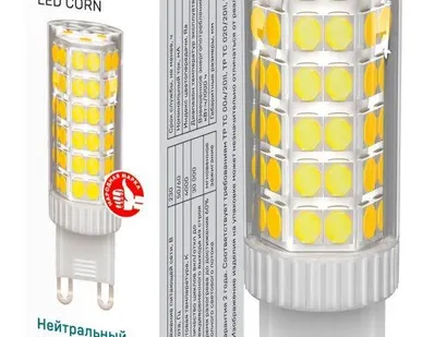фото Лампа светодиодная CORN 7Вт капсула 4000К G9 230В керамика IEK LLE-CORN-7-230-40-G9