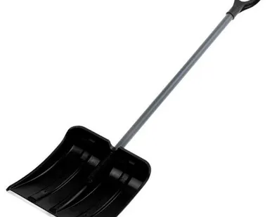 фото Лопата снеговая Витязь 380*365 мм с планкой, алюминиевым черенком и ручкой