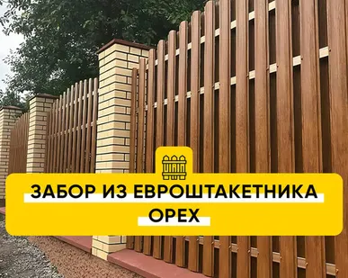 фото Забор из Евроштакетника Орех