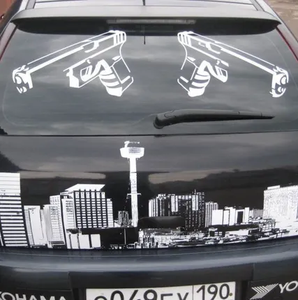 Фото №0 Наклейки на заднее стекло автомобиля (Плоттерная резка)