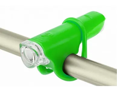 фото Фонарь передний на руль JY-267-G, 1 суперяркий светодиод, пластиковый зелёный