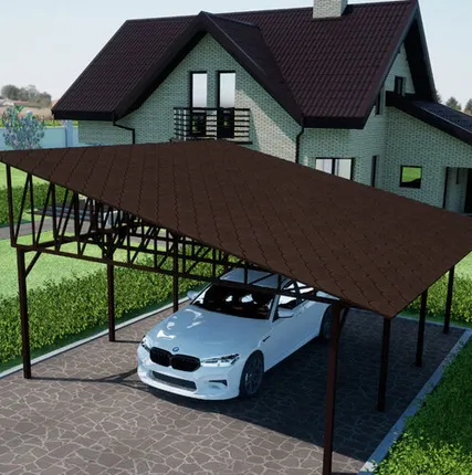 Фото №0 Односкатный навес №33 из гибкой черепицы 5,9х6,25 м