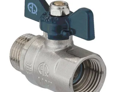 фото Кран шаровой 1/2 дюйма, рукоятка бабочка, резьба внутренняя/наружная Aqualink 01158