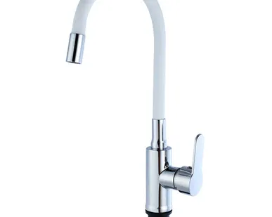 фото Смеситель для кухни TSARSBERG TSB-732-WH03 белый гибкий излив