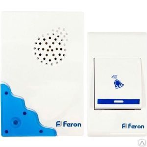фото Звонок дверной беспроводной Feron Е-223, электрический 32 мелодии белый/син
