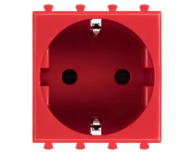 фото Розетка 2мод. 2P+E Avanti "Красный квадрат" защ. шторки DKC 4401002