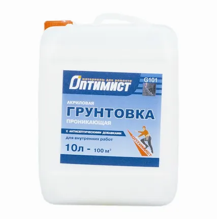 Фото №0 Грунтовка Оптимист проникающая для внутренних работ, 10л