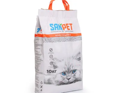 фото San Pet Наполнитель из бентонитовой глины комкующийся для кошачьего туалета (10 кг)