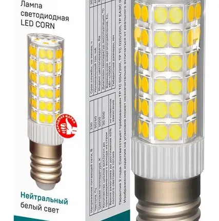 Фото №0 Лампа светодиодная CORN 7Вт капсула 4000К E14 230В керамика IEK LLE-CORN-7-230-40-E14