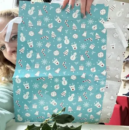 Фото №0 Пакет новогодний 42х29 см голубой