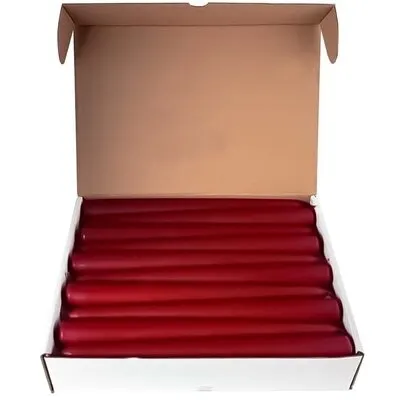 Фото №0 Свеча коническая h250d19 мм 30 шт 9часов горения БОРДОВАЯ БЕЗ ЗАПАХА коробка "Horizon Candles"