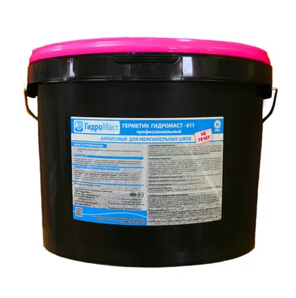 Фото №0 ГидроМаст-611 герметик акриловый для межпанельных швов СЕРЫЙ, вед. 10л/15кг