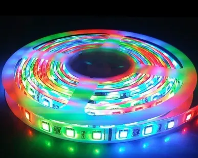фото Лента светодиодная RGB LEDх30/м, 7,2Вт/м, 12В, SMD5050, IP20 цветная