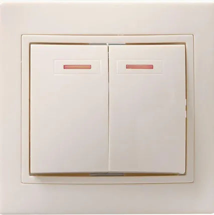 Фото №0 Выключатель 2-кл. СП Кварта 10А IP20 ВС10-2-1-ККм с индикацией крем. ИЭК EVK21-K33-10-DM