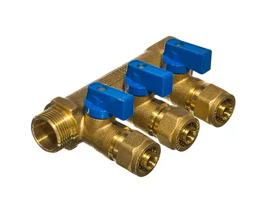фото Коллектор Smart 3/4" внутр(г) х 3 отвода 16 обж(ц) х 3/4" нар(ш) с шаровыми