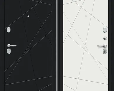 фото Входная дверь Граффити-5 Букле черное-super-white Белая