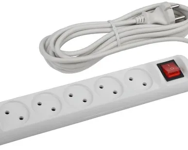 фото Удлинитель 5х3м без заземл. 10А IP20 U-5s-3m-2х1 ПВС 2х1 с выкл. Эра Б0044056