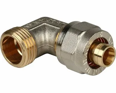 фото Угольник-переходник STOUT с наружной резьбой 1/2 х16 для металлопластиковых труб винтовой