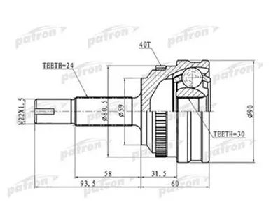 фото Patron ШРУС наружный с кольцом ABS 24X59X30 Geely MK/CK ор 101400335401 Patron PCV1715