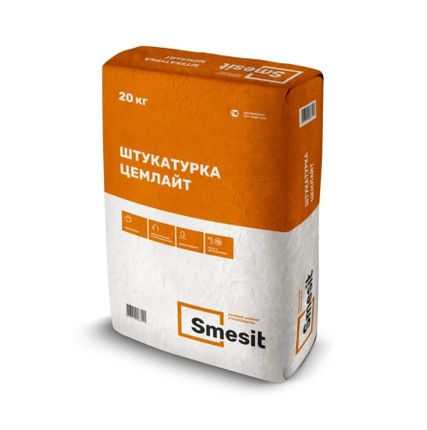 Фото №0 Штукатурка цементная Цемлайт, 20кг Smesit
